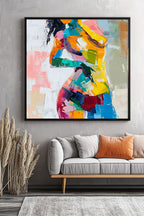 Vibrant Cubist Impasto Female Figure Painting