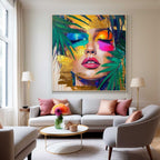 Vibrant Tropical Woman Portrait Gold Leaf