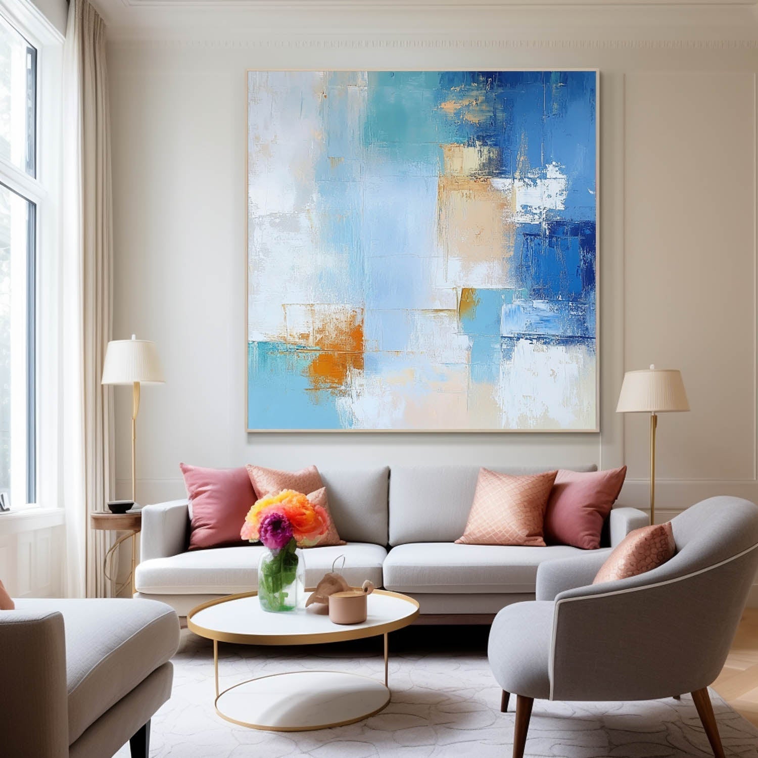 Coastal Abstract Color Block Oil Painting