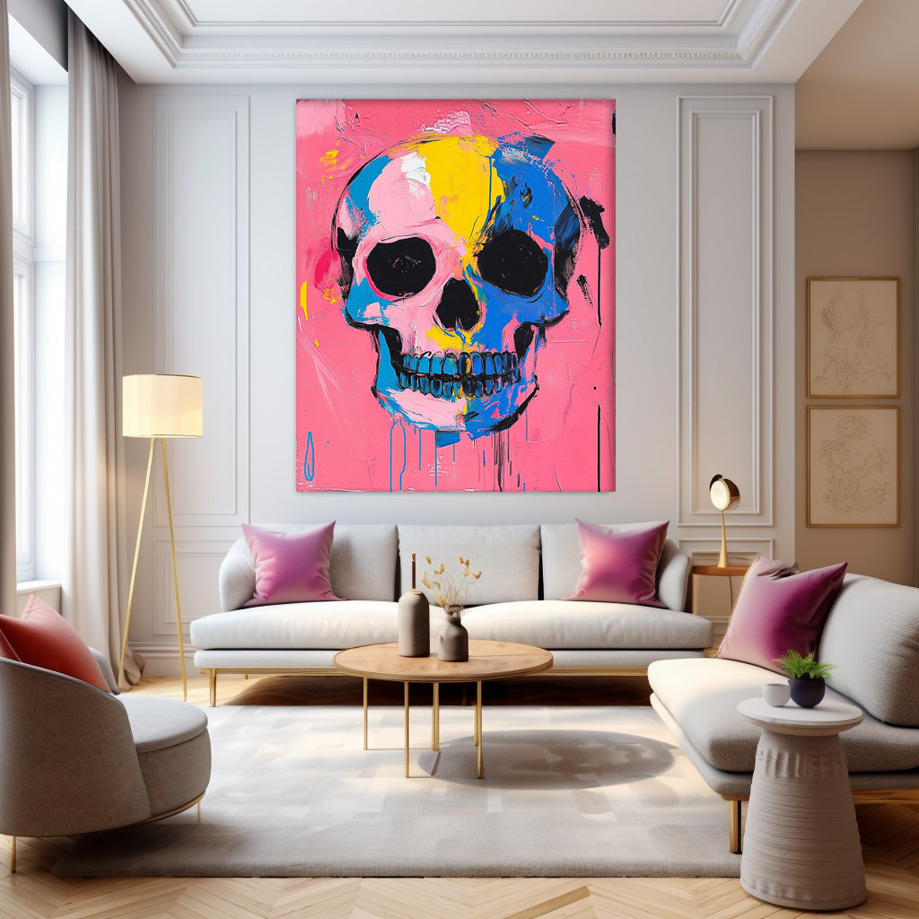 Pop Art Skull Painting Vibrant Modern Wall Art