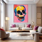 Pop Art Skull Painting Vibrant Modern Wall Art Bold