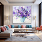 Lavender Purple Floral Bouquet Oil Painting