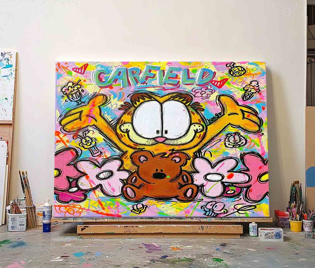 Colorful Pop Art Garfield Graffiti Wall Art Kids Room