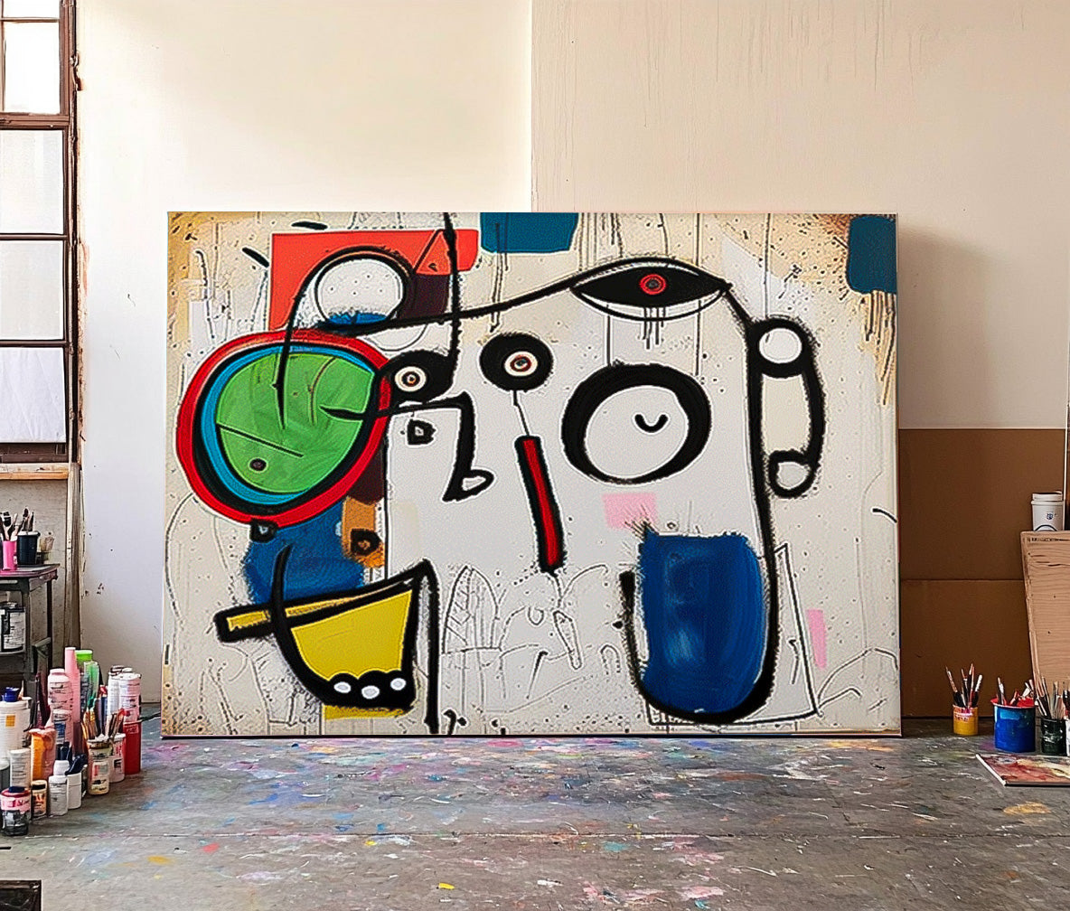 Joan Miró Style Surrealist Painting Vibrant
