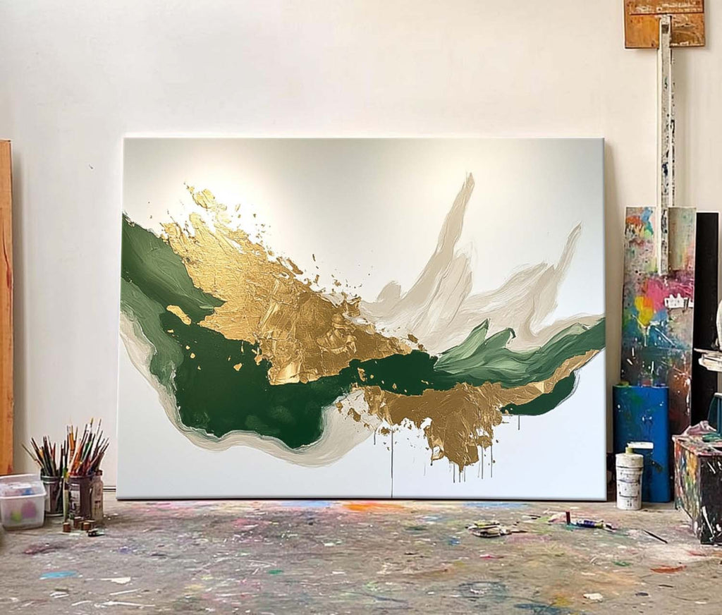 Emerald Gold Painting Luxurious Modern Wall Art