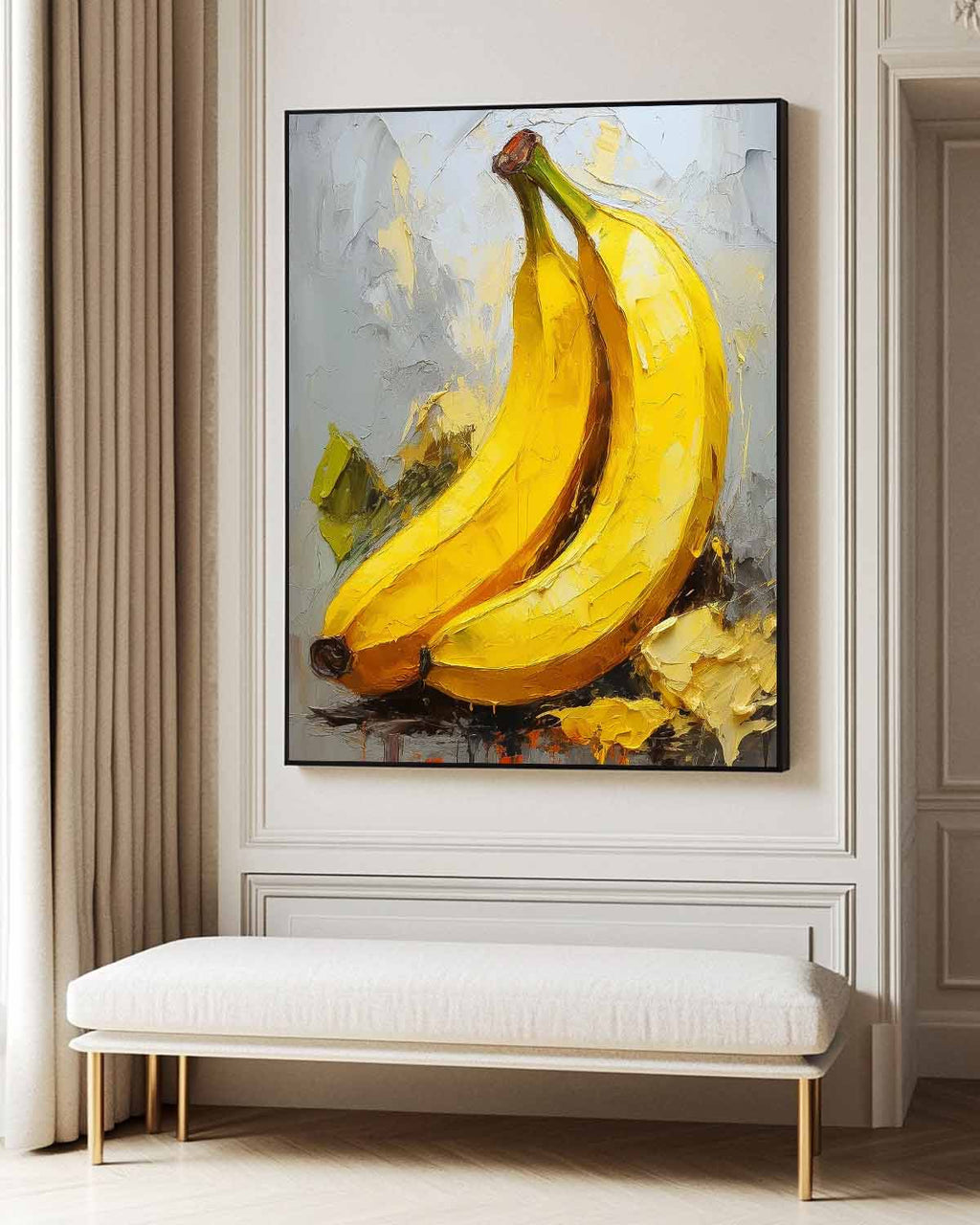 Impasto Banana Painting Vibrant Yellow