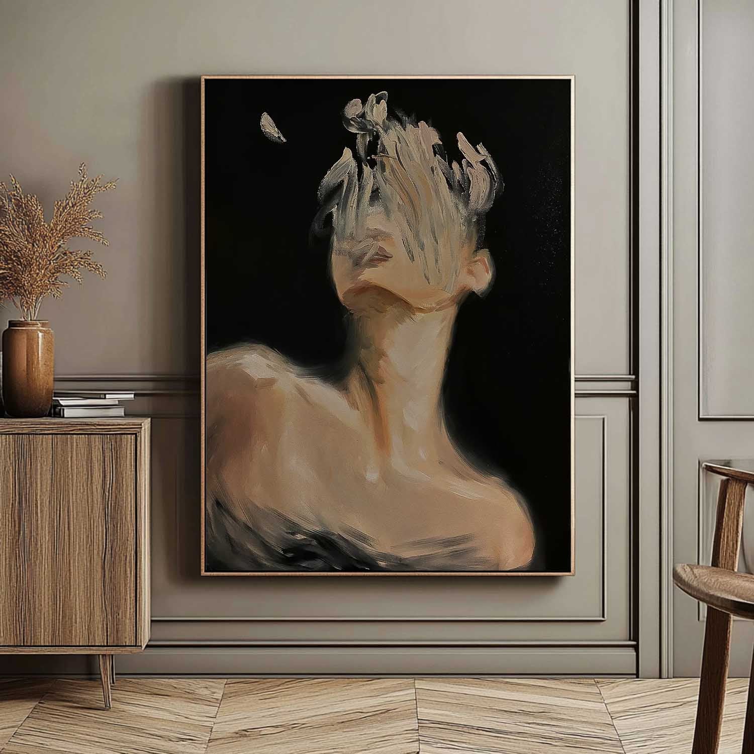 Figure With Obscured Face Moody Wall Decor