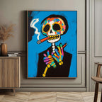 Day of the Dead Pop Art Painting Vibrant Skeleton