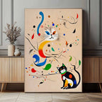 Surrealist Cat Painting Whimsical Modern Wall Art