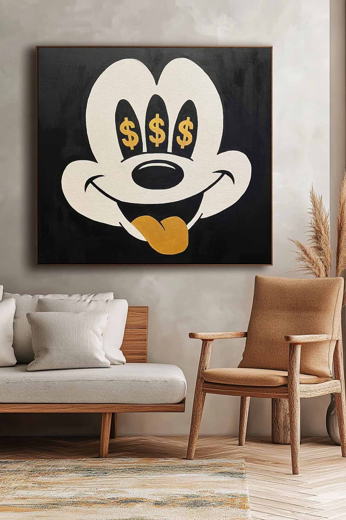 Pop Art Money Eyes Mickey Mouse Painting Wall Art