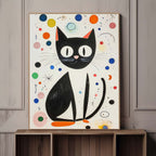 Mid-Century Modern Cat Painting Playful Polka Dot