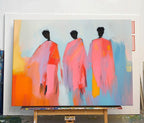Abstract Three Figures In Pink Robes Wall Art