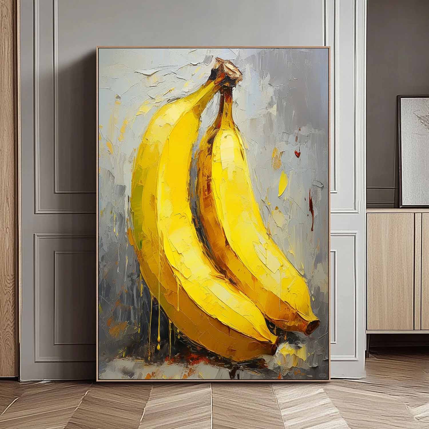 Impasto Banana Painting Vibrant Yellow