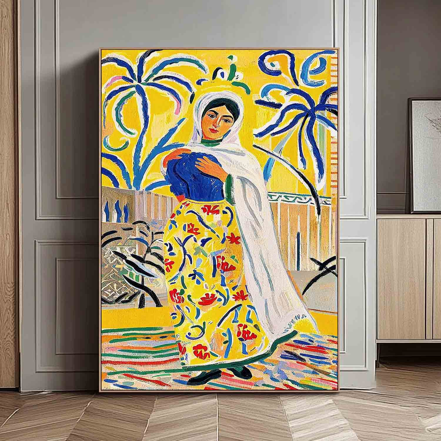 Fauvist Portrait Painting Vibrant Yellow & Blue