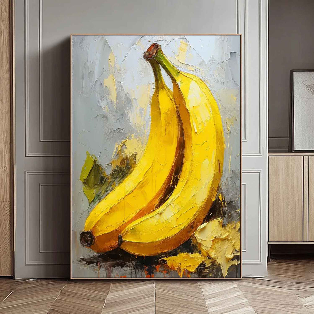 Impasto Banana Painting Vibrant Yellow