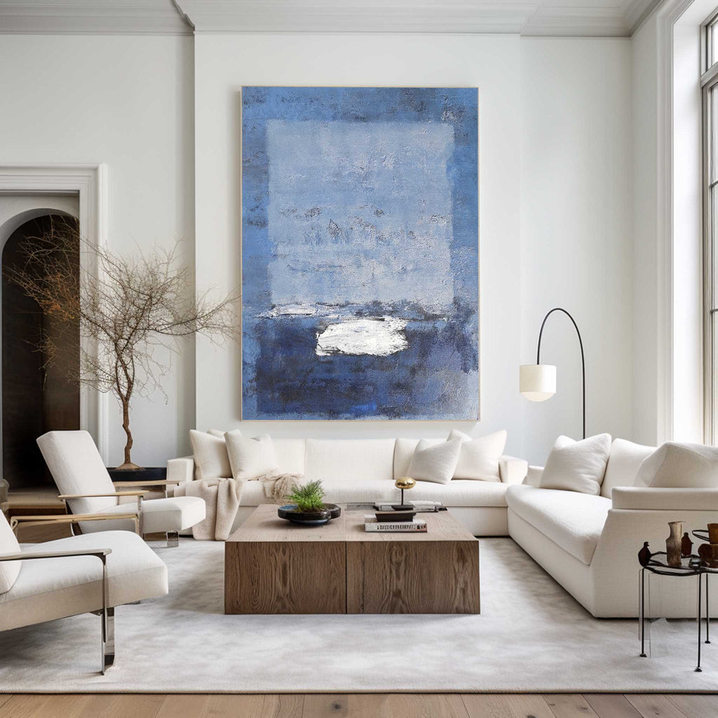 Luminous Blue Seascape Painting Vertical