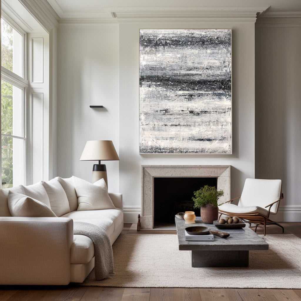 Monochrome Horizon Abstract Oil Painting
