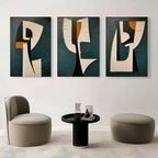 Modern Geometric Triptych Wall Art Textured 3-Piece