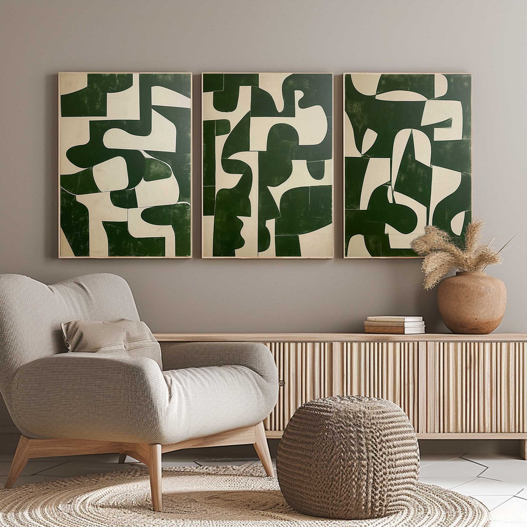 Wall Art Abstract Green Modern Serene