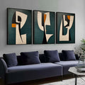 Modern Geometric Triptych Wall Art Textured 3-Piece