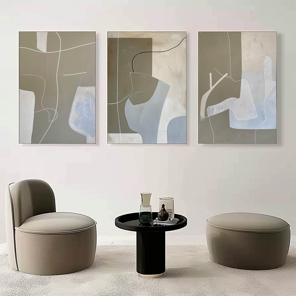 Abstract 3-Piece Minimalist Abstract Painting
