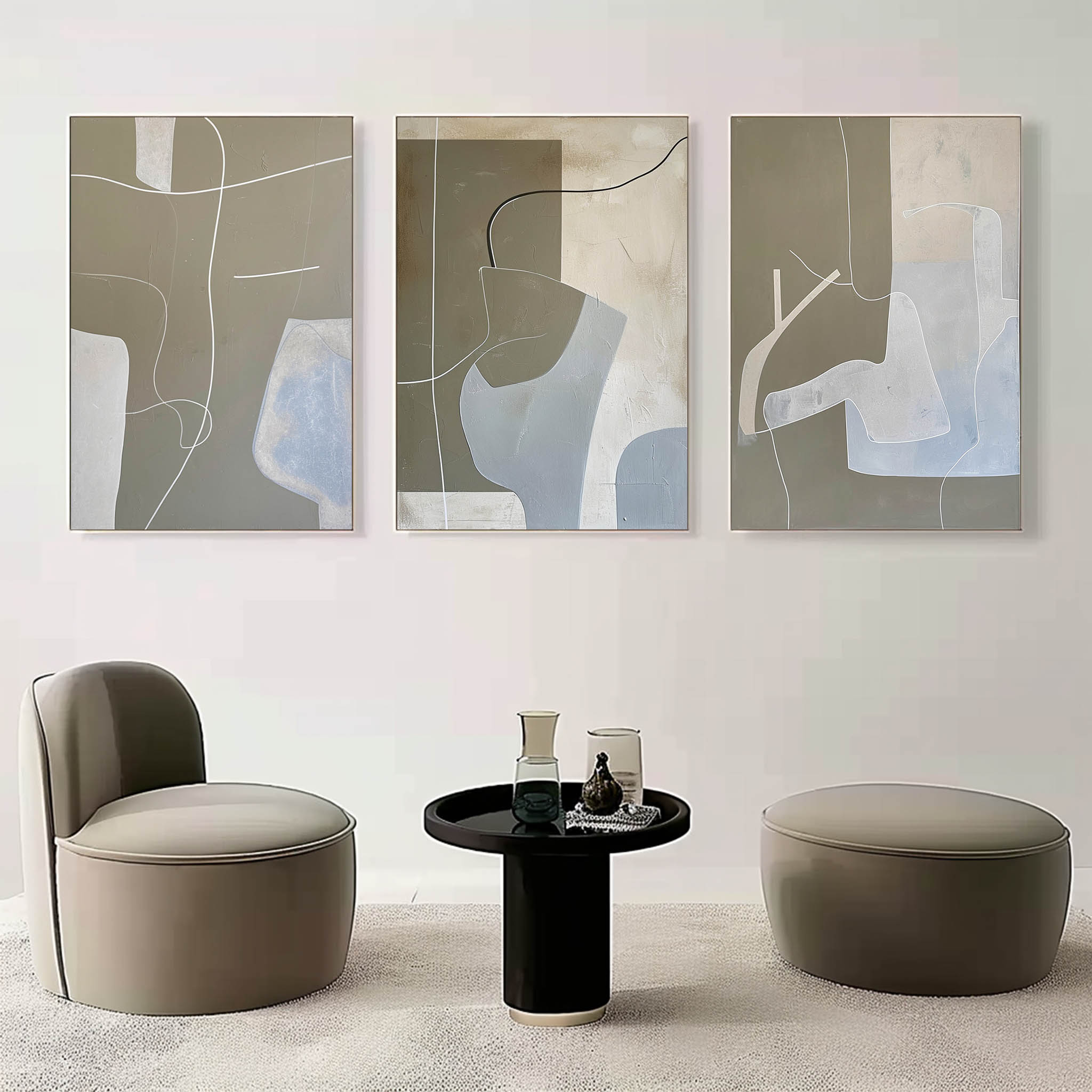 Abstract 3-Piece Minimalist Abstract Painting
