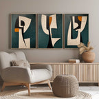 Modern Geometric Triptych Wall Art Textured 3-Piece
