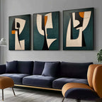 Modern Geometric Triptych Wall Art Textured 3-Piece
