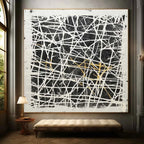 Black White Oil Painting Web-Line Textures Sleek