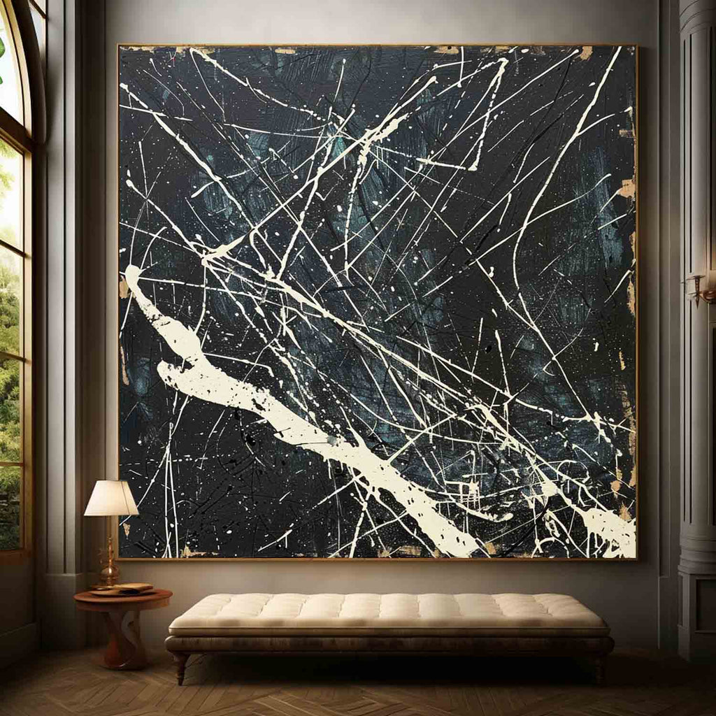 Textured Splatter Expressionist Art Black White Bold