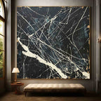 Textured Splatter Expressionist Art Black White Bold