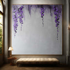 Textured Wisteria Flower Oil Painting Purple Blooms