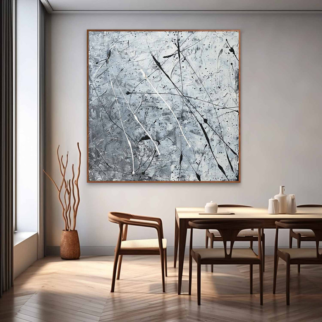 Textured Monochrome Splatter Oil Painting Sleek