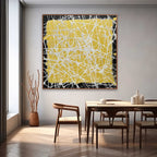 Bold Yellow Oil Painting White Web-Lines Vibrant