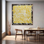 Bold Yellow Oil Painting White Web-Lines Vibrant
