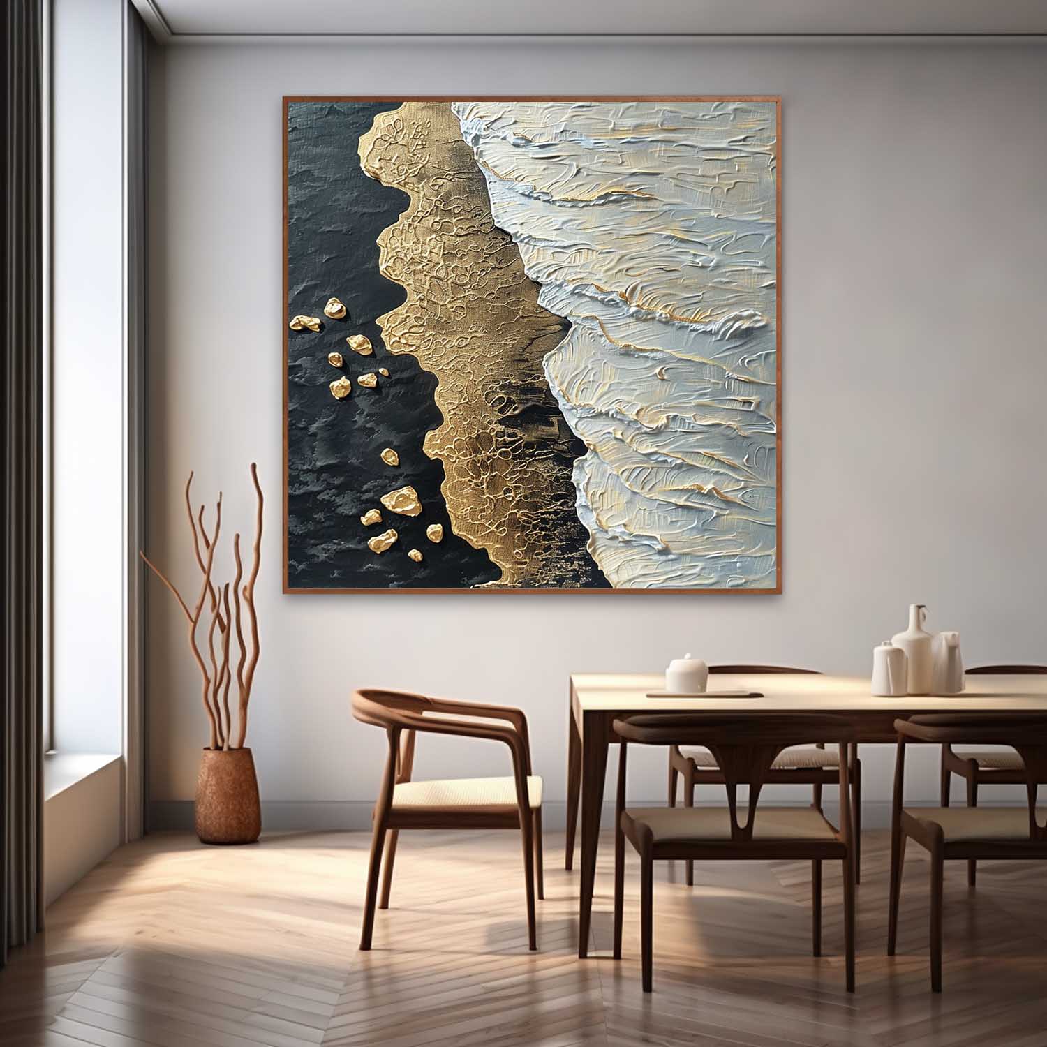 Plaster Art Texture Luxury Gold Accent Abstract Painting