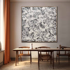 Textured Monochrome Relief Oil Painting 3D Strokes