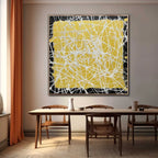 Bold Yellow Oil Painting White Web-Lines Vibrant