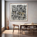 Black White Oil Painting Web-Line Textures Sleek