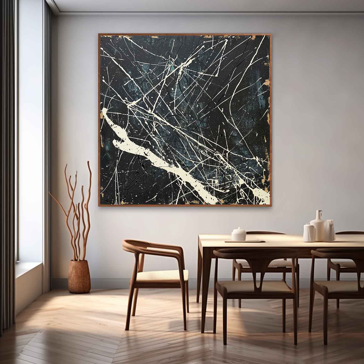 Textured Splatter Expressionist Art Black White Bold