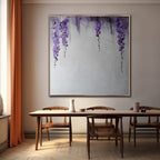 Textured Wisteria Flower Oil Painting Purple Blooms