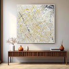 Gold Line Oil Painting Neutral Background Luxe