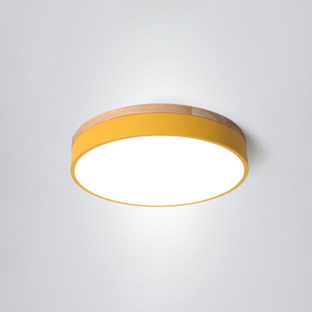Aria Nordic LED Round Flush Mount Ceiling Light Wood Color