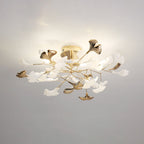 Olivia Elegant Leaf Ceramic/Metal Flush Mount Ceiling Light, Gold