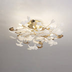 Olivia Elegant Leaf Ceramic/Metal Flush Mount Ceiling Light, Gold