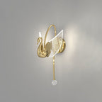 Arisha Art Deco Swan /Metal Wall Lamp, Gold/Rose Gold