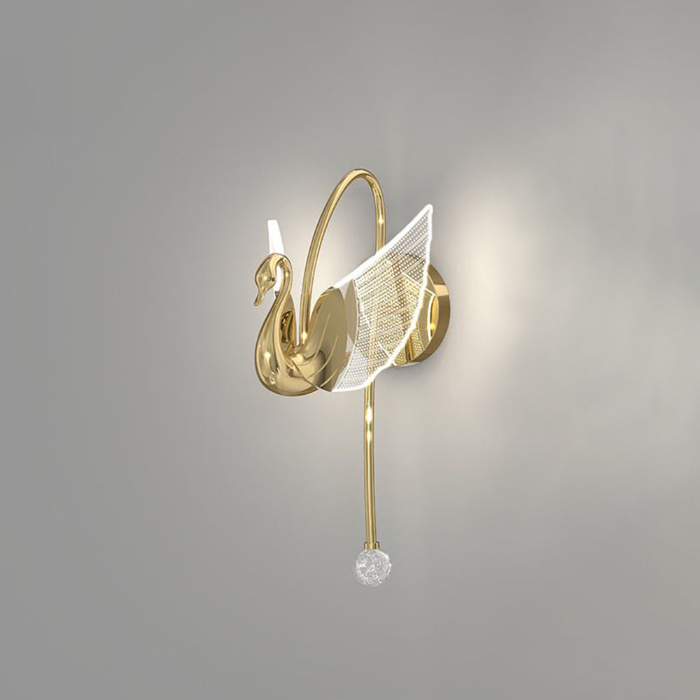Arisha Art Deco Swan /Metal Wall Lamp, Gold/Rose Gold