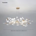 Olivia Ginkgo Leaf Modern Petal Shaped Metal Chandelier, Gold