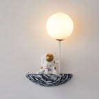 Aria Decorative Astronaut Glass/ Wall Lamp, White/Blue-White