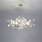 Olivia Ginkgo Leaf Modern Petal Shaped Metal Chandelier, Gold